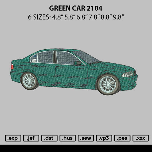 Green Car 2104 Embroidery File 6 sizes