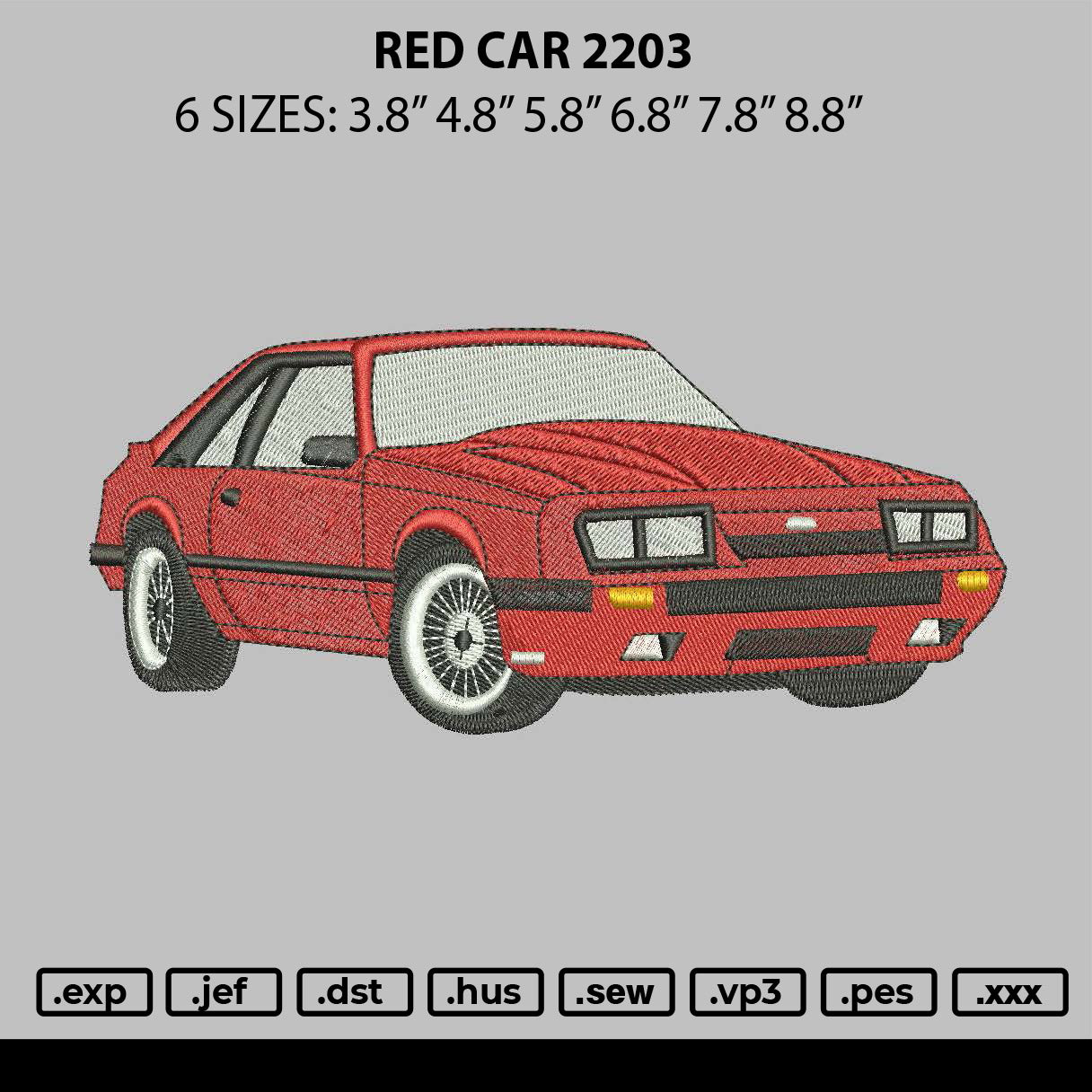 Red Car 2203 Embroidery File 6 sizes