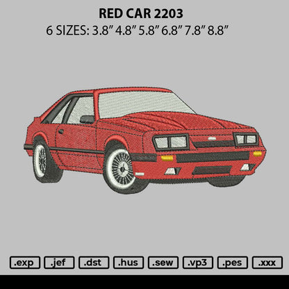 Red Car 2203 Embroidery File 6 sizes