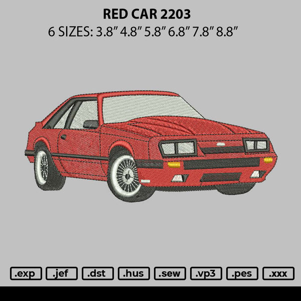 Red Car 2203 Embroidery File 6 sizes