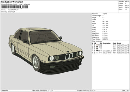 Car 2206 Embroidery File 6 sizes