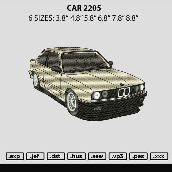 Car 2206 Embroidery File 6 sizes