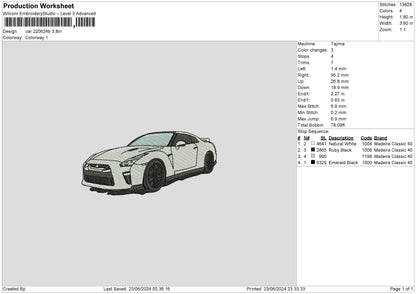 Car 2206b Embroidery File 6 sizes