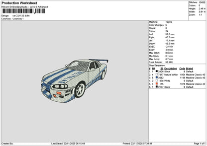 Car 2211 Embroidery File 6 sizes