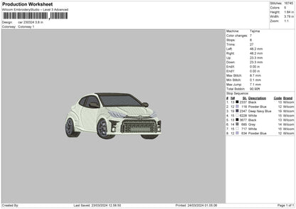 Car 2303 Embroidery File 6 sizes