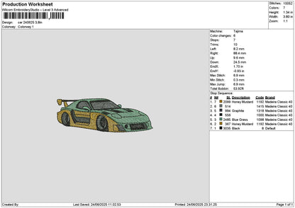 Car 2406 Embroidery File 6 sizes