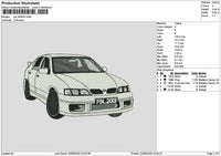 White Car 2409b Embroidery File 6 sizes