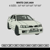 White Car 2409b Embroidery File 6 sizes