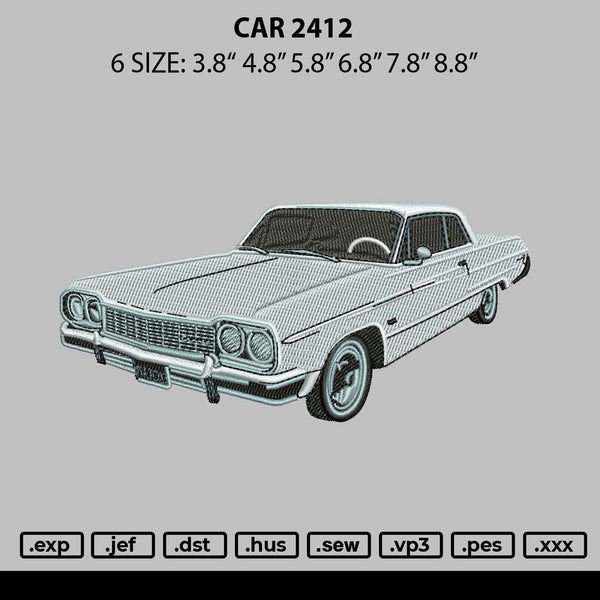 Car 2412 Embroidery File 6 sizes