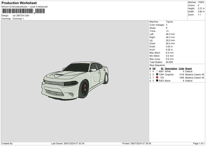 Car 2807 Embroidery File 6 sizes