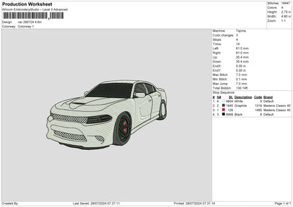 Car 2807 Embroidery File 6 sizes
