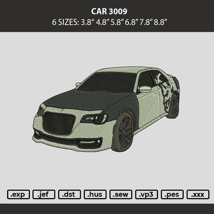 Car 3009 Embroidery Machine Design File 6 sizes