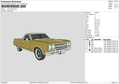 Car 3107 Embroidery File 6 sizes