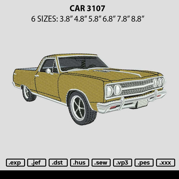 Car 3107 Embroidery File 6 sizes