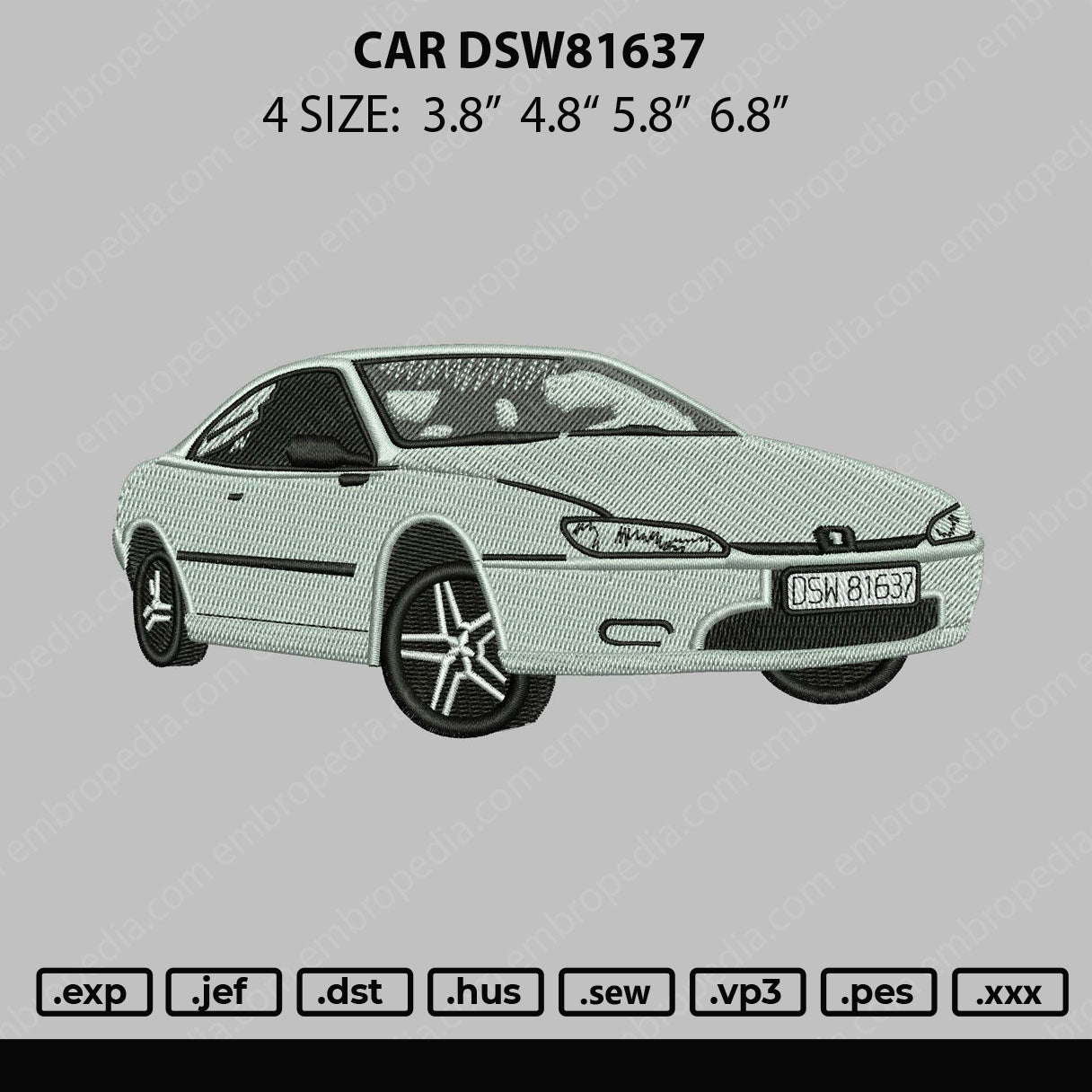Car DSW81637 Embroidery File 4 size