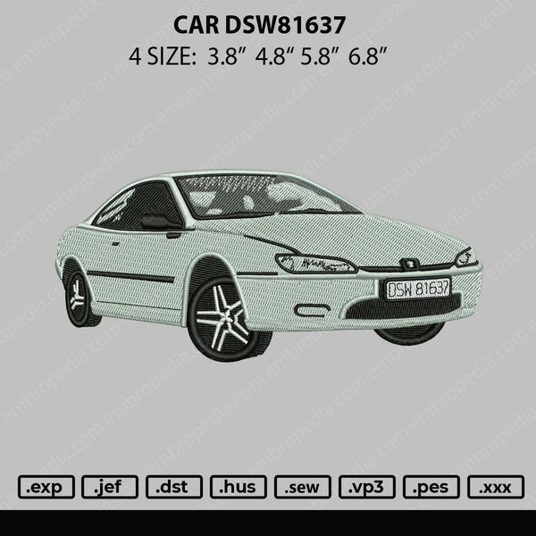 Car DSW81637 Embroidery File 4 size