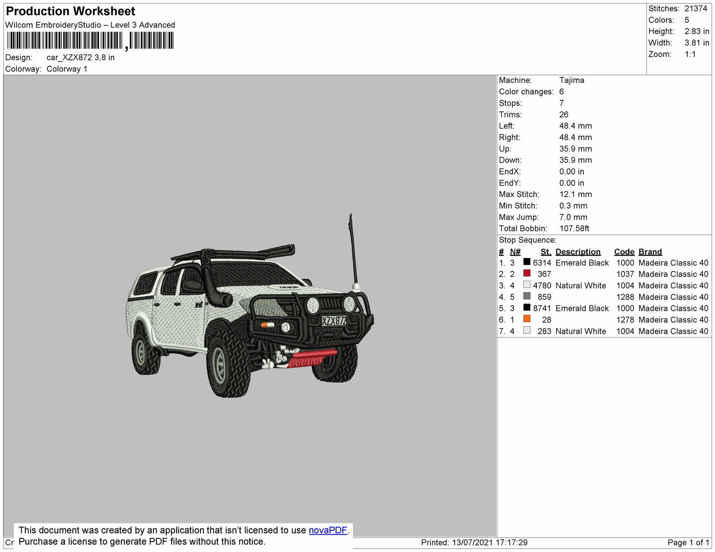 Car XZX 872