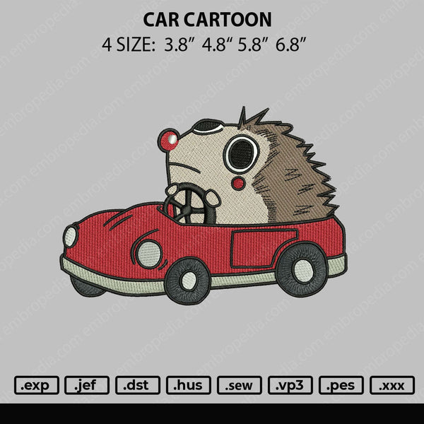 Car Cartoon Embroidery File 4 size