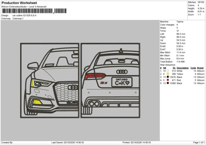 Car OUTLINE 021026 Embroidery Machine Design File 6 sizes