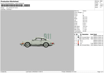 Car Porsche Embroidery File 6 sizes