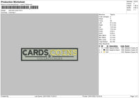 Cards And Coins Embroidery File 4 size