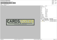 Cards And Coins Embroidery File 4 size
