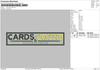 Cards And Coins Embroidery File 4 size