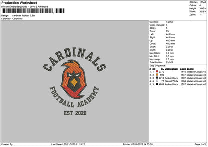 Footballtext 0711 Embroidery File 6 sizes