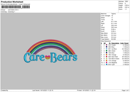 Care Bears Embroidery File 4 size