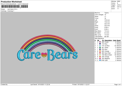 Care Bears Embroidery File 4 size