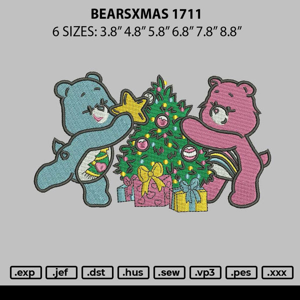 Bearsxmas 1711 Embroidery File 6 sizes