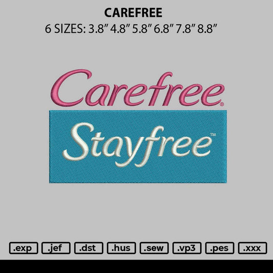 Carefree Embroidery File 6 sizes