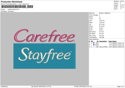 Carefree Embroidery File 6 sizes