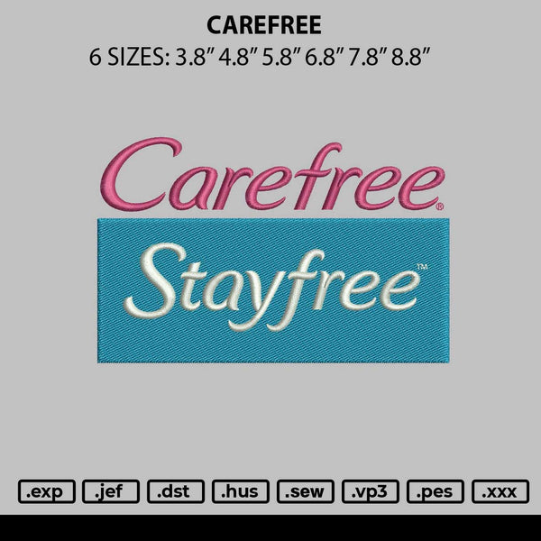 Carefree Embroidery File 6 sizes
