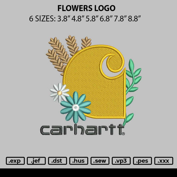 Flowers Logo 0708 Embroidery File 6 sizes