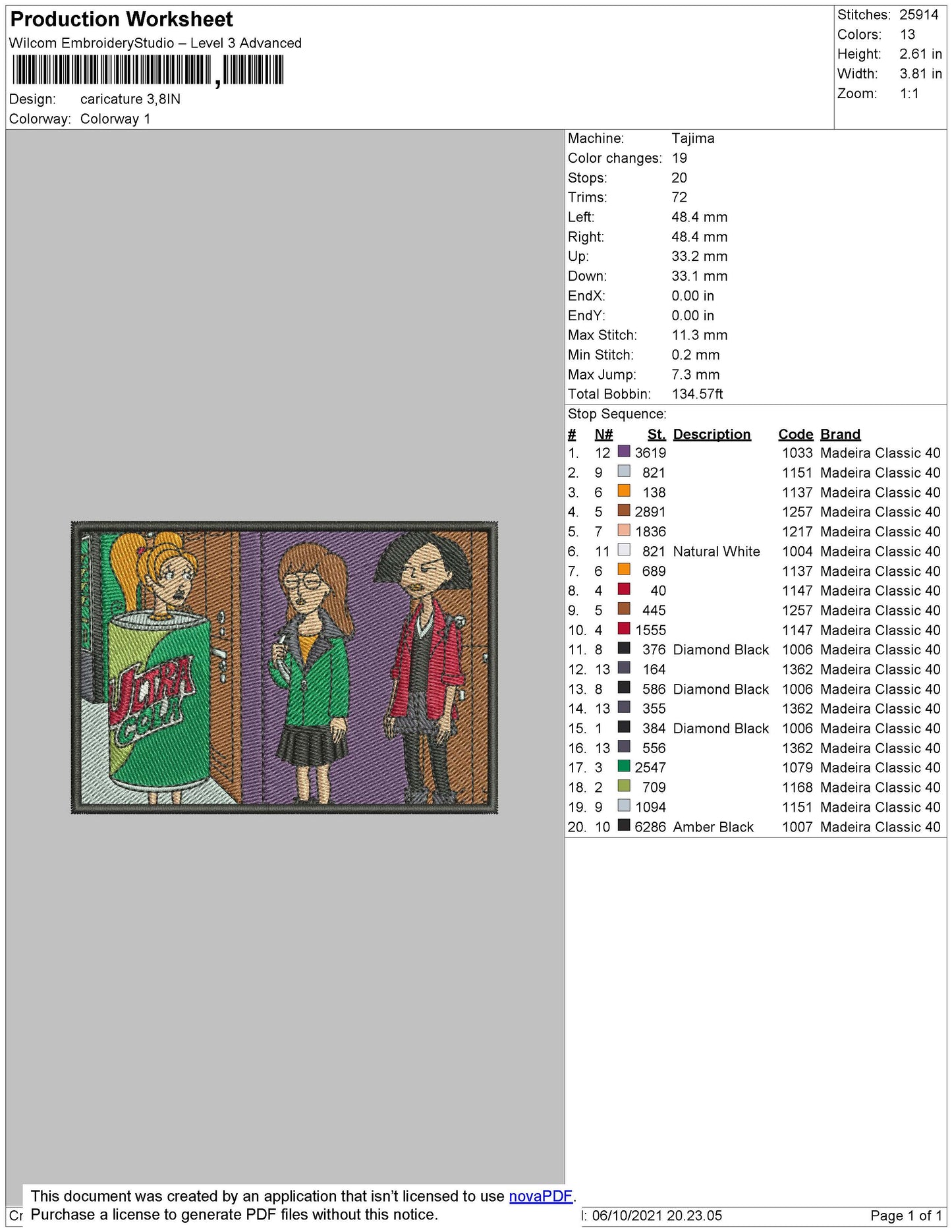 Caricature Embroidery File 4 size