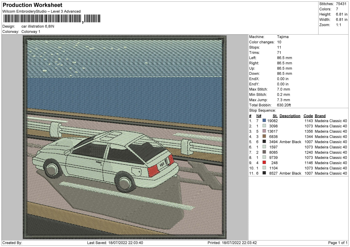 Car Illustrator Embroidery File 4 sizes