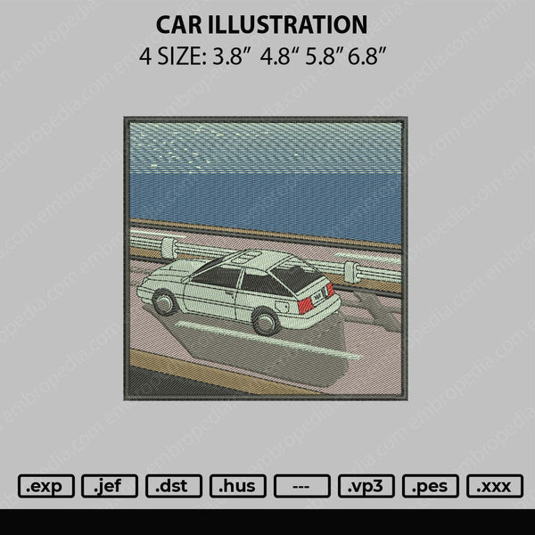 Car Illustrator Embroidery File 4 sizes