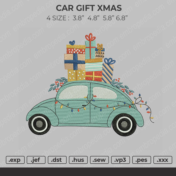 Car Gift Xmas Embroidery File 4 size