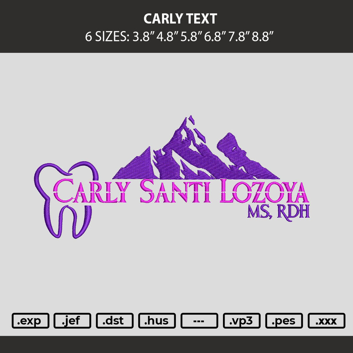 Carli Text Embroidery Machine Design File 6 sizes