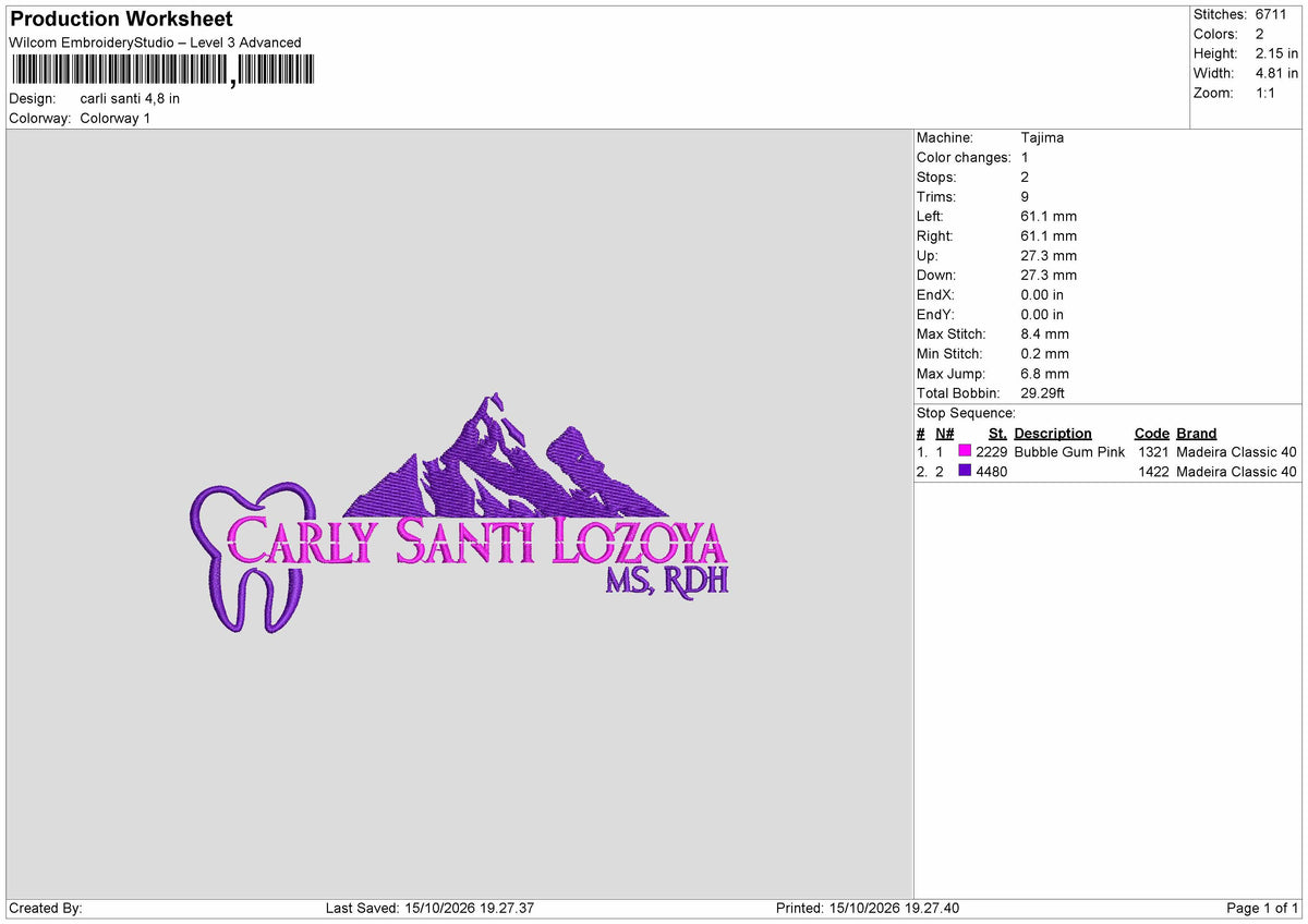Carli Text Embroidery Machine Design File 6 sizes