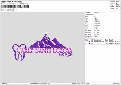 Carli Text Embroidery Machine Design File 6 sizes