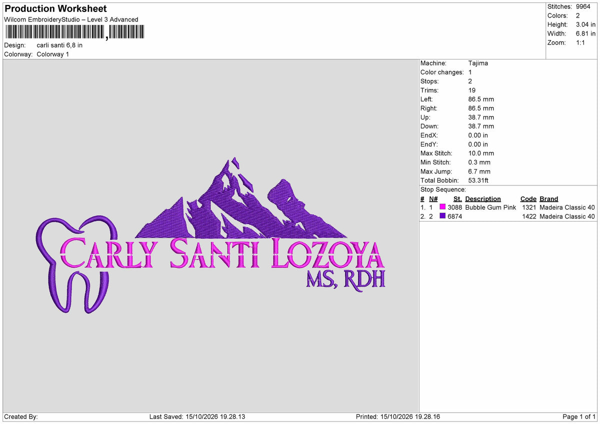 Carli Text Embroidery Machine Design File 6 sizes