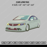 Car Low FA5 Embroidery File 4 size