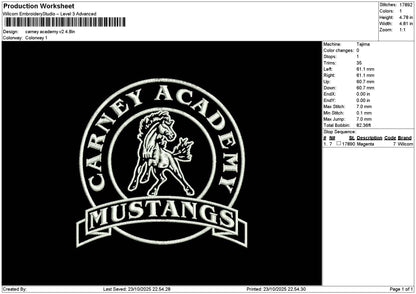 Carneytext Embroidery File 6 sizes