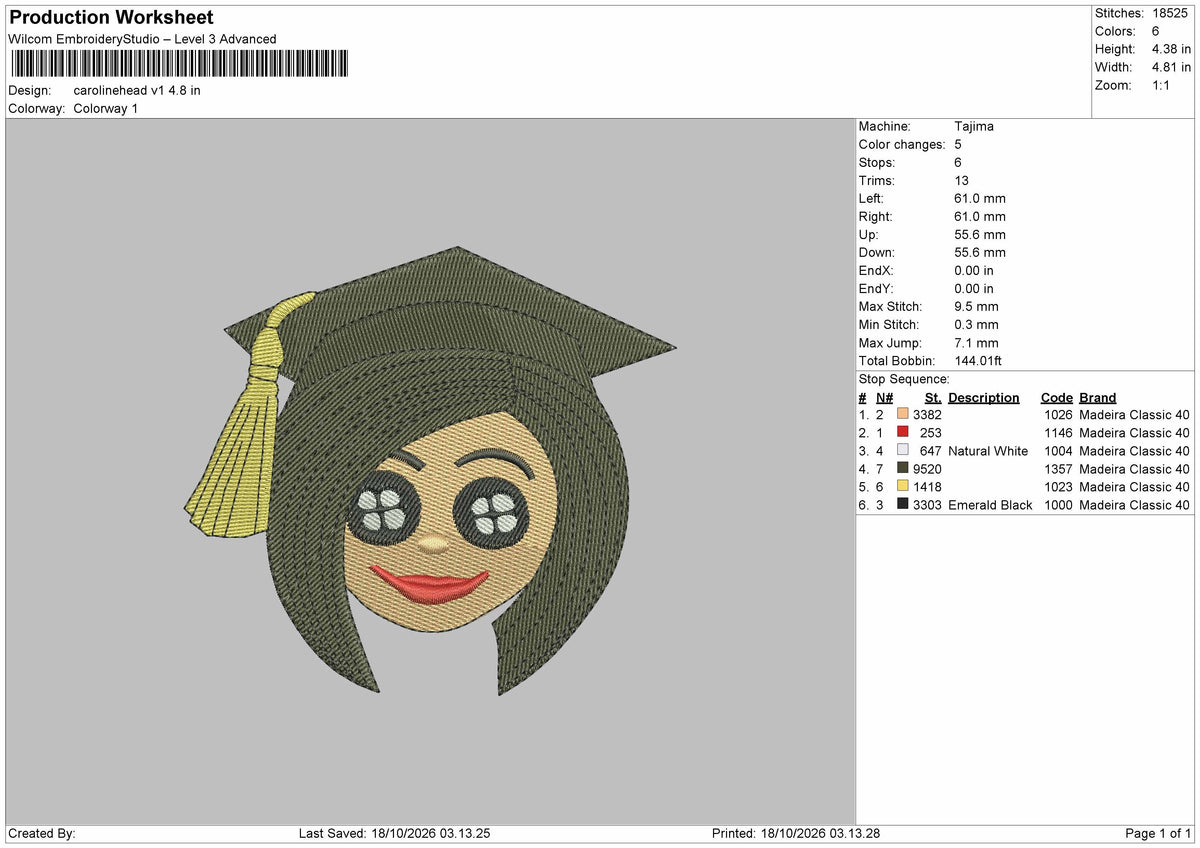 Coralinehead V1 Embroidery Machine Design File 6 sizes