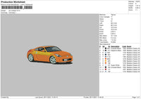 Car Orange Embroidery File 4 size
