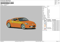 Car Orange Embroidery File 4 size