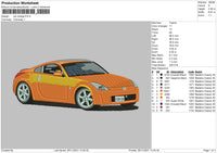 Car Orange Embroidery File 4 size