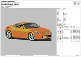 Car Orange Embroidery File 4 size